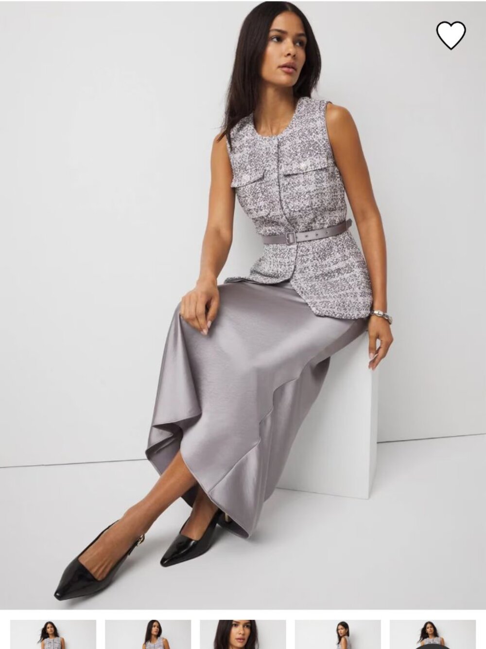 NWT WHITE HOUSE BLACK MARKET TWEED VEST SATIN MAXI DRESS COMBO 6 - Picture 2 of 3